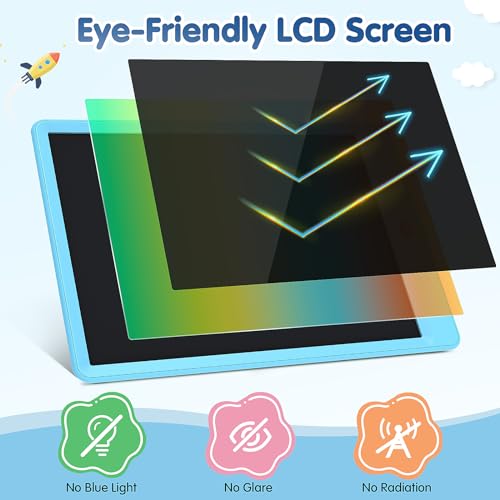 MindPal 10 Inch Drawing Tablet, LCD Writing Tablet for Kids, Colorful Doodle Board Toddler Drawing Pad, Educational Learning & Travel Essential Kid Toy for 3 4 5 6 7 8-Year-Old Girls Boys (Blue) - Thumbnail 4