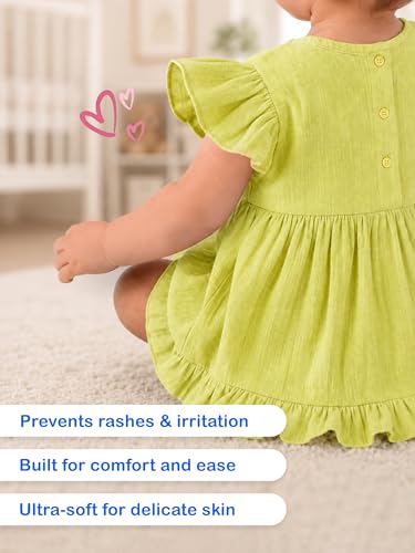 Image of Kidbea Baby Girls Cotton Dress for Kids | Soft, Breathable & Comfortable Western Frock | Trendy Casual, Party & Festive Outfit for Girls