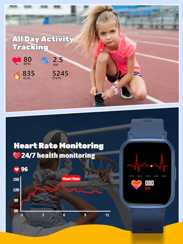 Kids-Smart-Watch-for-Boys-GirlsChildren-Fitness-Tracker-with-Heart-Rate-Sleep-MonitorWaterproof-Activity-Tracker-Pedometer-Step-Counter-for-Android-iPhone