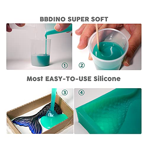 Bbdino Silicone Mold Making Kit, Super Elastic Silicone For Mold Making 140.8 Oz, Mold Making Silicone Rubber Platinum, Ideal For Casting 3D Resin Molds| Silicone Molds| Food Molds 1:1 By Volume #TOP5