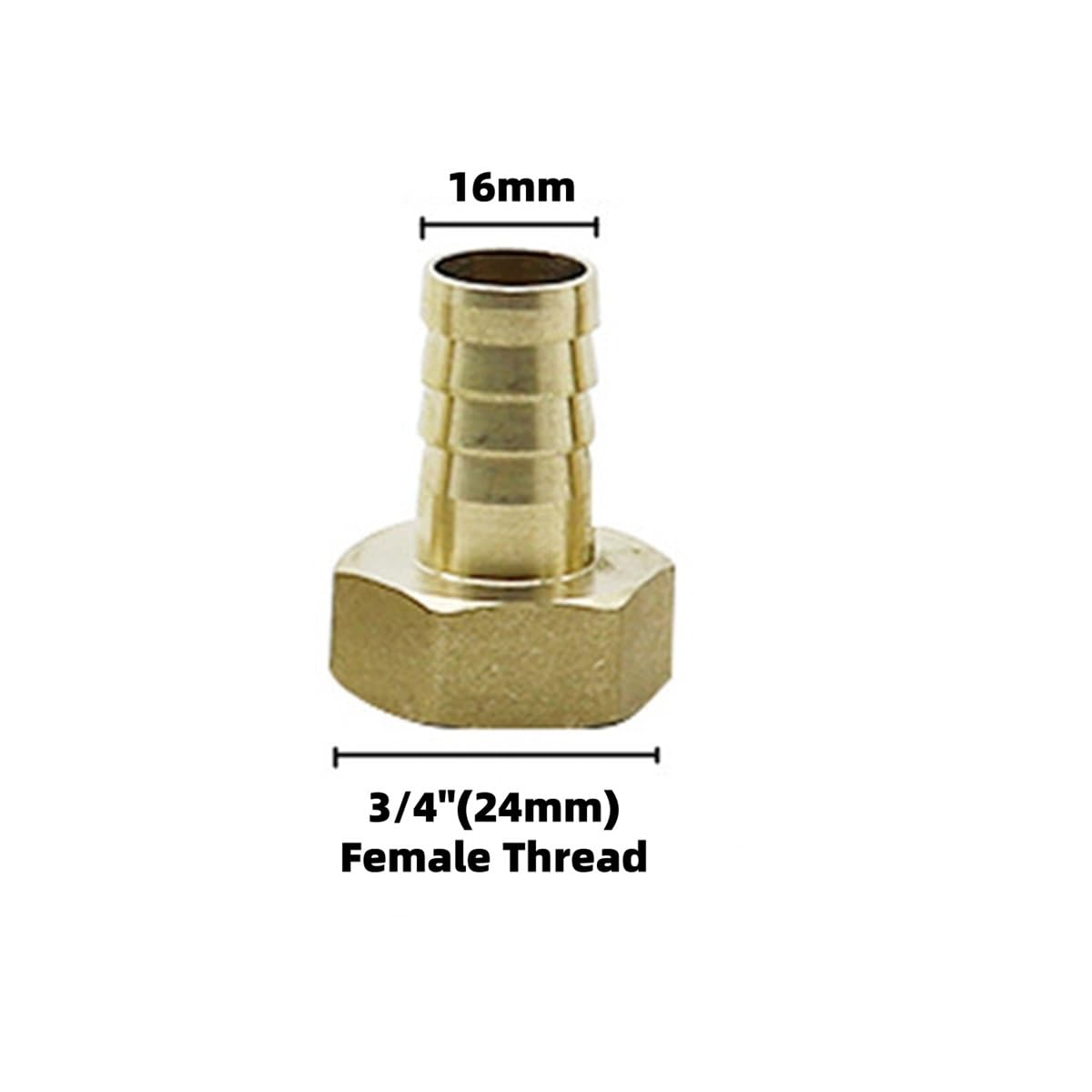 Schlauchtüllenverbinder, 3 Stück, 24 mm Innengewinde, Messing, Barb Splicer Mender for Aquarium, Luft, Aquarium, Rohrverbindung(16mm)