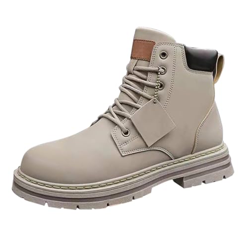 Botas cálidas de piel para hombre, botas de invierno, botas forradas cálidas, botas de nieve impermeables, botas de invierno para exteriores, gris, 46 EU