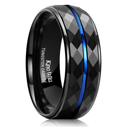 Mens Hammered Tungsten Wedding Band 8mm Black Engagement Rings Size 11 by King Will - Used condition - US$26.59