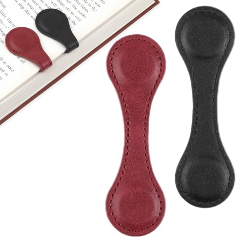 Dimeho 2 soportes para páginas retro de piel, magnéticos, marcapáginas vintage, hechos a mano, bonitos accesorios de lectura para mujeres, amantes de libros, regalo para lectores (negro y rojo) Dimeho 2 soportes para páginas retro de piel, magnéticos, marcapáginas vintage, hechos a mano, bonitos accesorios de lectura para mujeres, amantes de libros, regalo para lectores (negro y rojo)