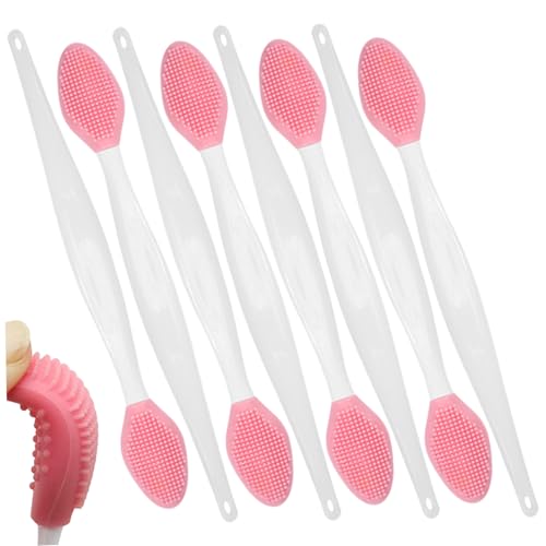 8pcs Brousme à lèvres à lèvres en toute sécurité en silicone en silicone double face en exfoliant Brosse de nettoyage des pores pour la peau et la lèvre plus lisses, 6 pouces, pinceaux