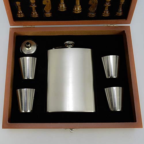 Cantil De Bolso Porta Bebida Whisky Xadrez Prata CBRN14194