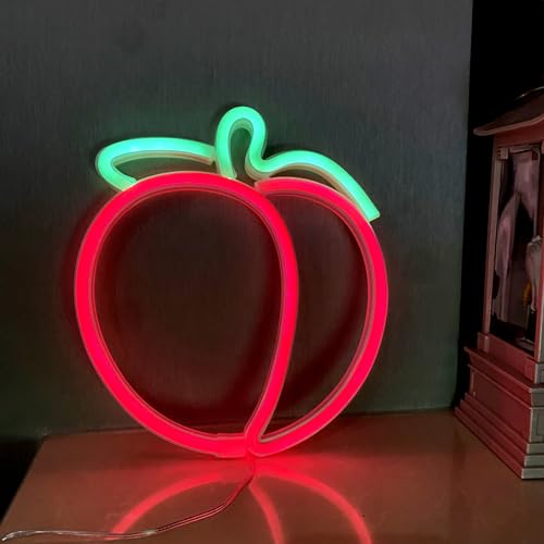 Image of Peach Neon Light Sign Handmade Lamp for Wall Room Party Home Bar Art Christmas Bedroom Table Wedding Party Desktop Decoration Teen Kids Birthday Holiday Gift USB Powered(Red Peach)