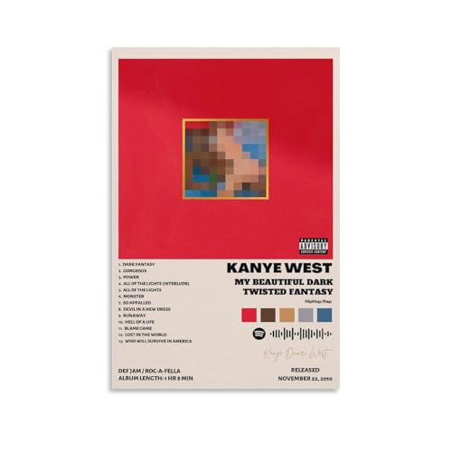 My Beautiful Dark Twisted Fantasy Kanye West 32 Canvas Poster Bedroom Decoration Landscape Office Valentine's Birthday Gift Unframe-style16x24inch(40x60cm)