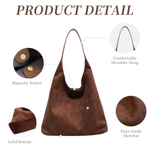 Bolso Tote de Ante Marrón para Mujer miniatura 3