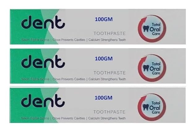 Dent Neem Toothpaste, Vegetarian, with Neem and Calcium- 100g (Pack Of 3)-image-8