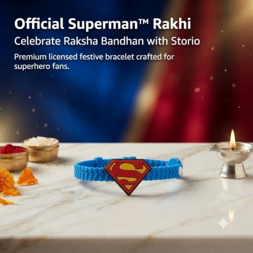 Image of Storio Superman S-Shield Silicone Band Rakhi | Officially Licensed | Rakhi for Boys, Bhaiya, Bhai | Raksha Bandhan Gift