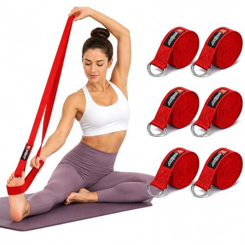Image of Aprodo Yoga Strap (6 /8 /10 Feet Size Option) 1.5 inch Width 100% Cotton Straps with Adjustable D-Ring Buckle, Best for Yoga, body Flexibility & General Fitness