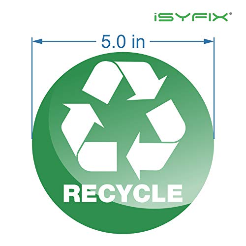 iSYFIX Recycle Sticker for Trash Can –6 Pack 5 inch- Premium Self-Adhesive Vinyl, Laminated for Weatherproof, UV Resistant, Perfect Label Stickers for containers, Ideal Sign for Home, Office, Kitchen