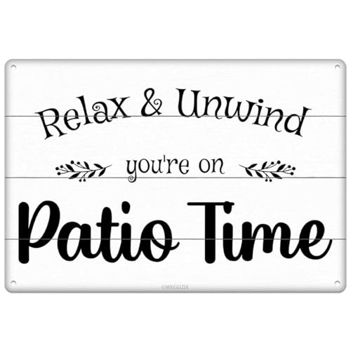 Patio Sign Relax Unwind Patio Time Rustic Porch Metal Signs