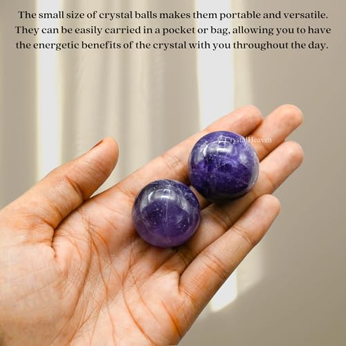 Image of Certified Amethyst Crystal Ball for Meditation | Premium Crystal Vastu Items for Home and Feng Shui Items for Good Luck - Pooja Supplies and Spiritual Practices (1 Inch)