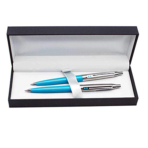 Inoxcrom Juego Bolígrafo y Portaminas 0,7 mm B55 FIESTA Azul clarito. Presentado en estuche ORIGINAL Luxe