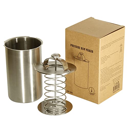Miniatura 8 de Joyeee Presión Para Jamón De Acero Inoxidable, Maquina De Fabricante De Sándwich Jamón Con Termómetro Para Hacer Jamón Casero Tocino Marisco Fiambres Aves De Corral Pastel De Carne, Olla Para Jamón 1