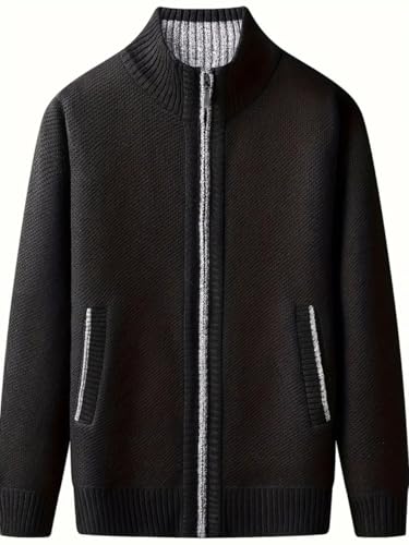 Mens Sweater Cardigan Full Zip Knitted Long Sleeve Sweaters Men Workout Outfits2