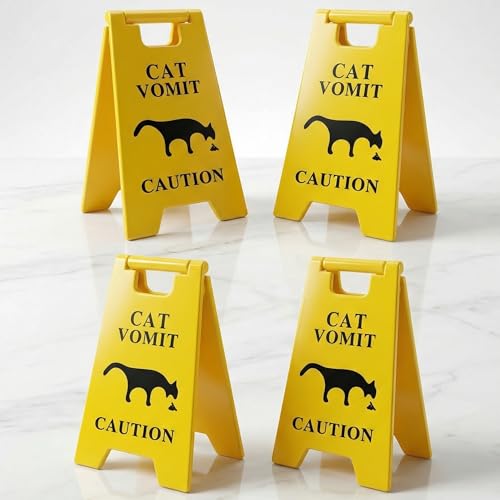 Funny Cat Vomit Caution Sign Mini Cat Puke Warning Gag Gift for Cat Moms Dads Friends Coworkers Pet Owners and Cat Lovers