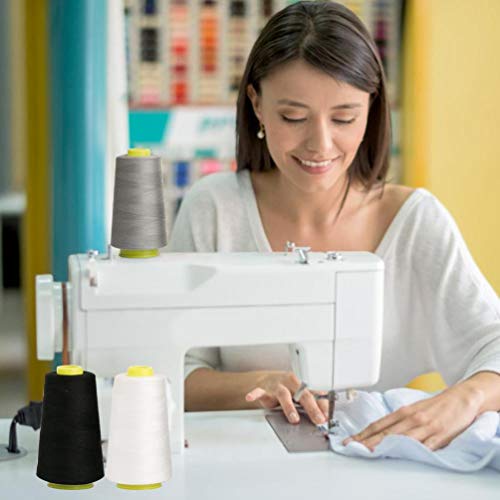 4 unidades (3000 yardas cada una) de hilo de costura fuerte y duradero de poliéster para ropa, accesorios y suministros de costura (2 blancos y 2 negros) miniatura 7