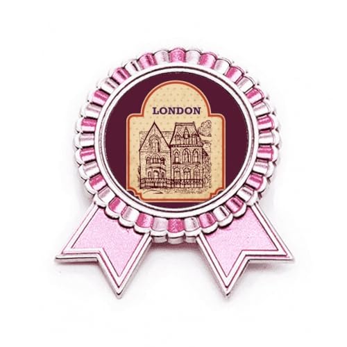 Broche timbre de Londres rose en métal taille M pour customiser vos vestes