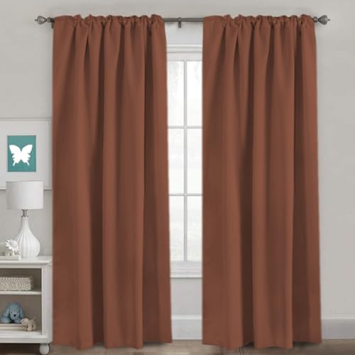 Image of H.VERSAILTEX Blackout Curtains Thermal Insulated Window Treatment Panels Room Darkening Blackout Drapes for Living Room Back Tab /Rod Pocket Bedroom Draperies (2 Panels, Washed Spice, 52 x 96 Inch)