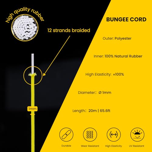 Brotree Elastic Cord Bungee Cord 1mm x 20m Elastic String Rope for DIY Crafts, Sewing, Beading, Jewellery, Necklace, Bracelet - Image 3