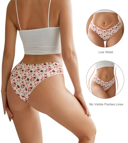 Image of SHARICCA Women Seamless Cheeky Bikini No Show Panties Ladies Invisible Breathable Briefs Soft Stretch Underwear Multi Pack