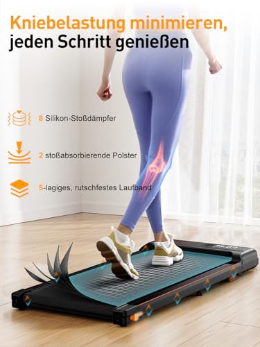 Kiddoza Walking Pad mit Steigung 4%,Laufband für Zuhause & Büro Walking Pad Klappbar Leises 2,5PS Motor Mini Laufband,Leicht & Kompakt Tragbar Laufband Klappbar, LED-Anzeige mit Fernbedienung - Zusatzansicht 4 | Tages Deals