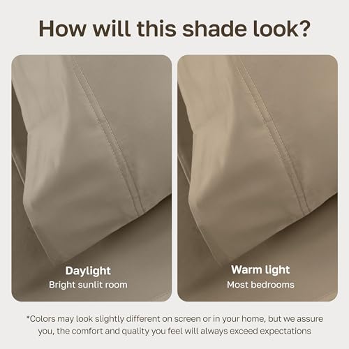 Image of California Design Den Twin XL Sheets Set - Luxury 600 Thread Count Sateen, Natural 100% Cotton Sheets with Deep Pockets, Cool, Crisp and Durable Hotel Quality Bedding Set (Cool Taupe)