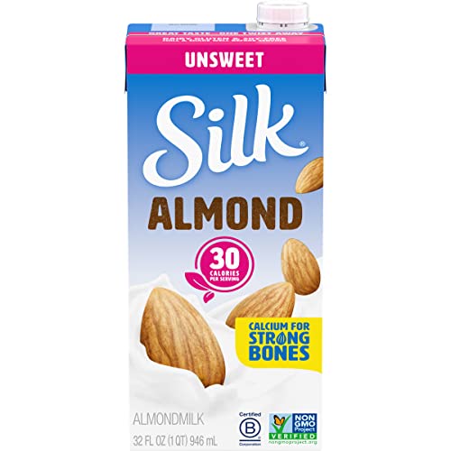 Silk Shelf-Stable Almond Milk, Unsweetened, Dairy-Free, Vegan, Non-GMO Project Verified, 1 Quart