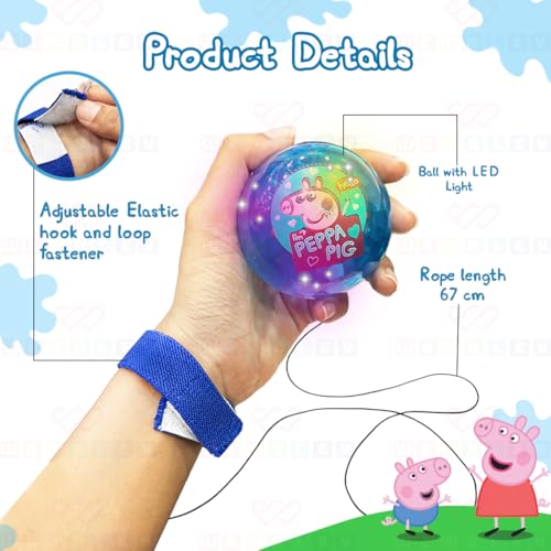 Image of Wembley Peppa Pig Yo Yo Ball for Boys Girls Kids Activity Toy with Adjustable Wrist Band LED Light Playset Bounce Ball Return Gift /Birthday Gift - Random Colors