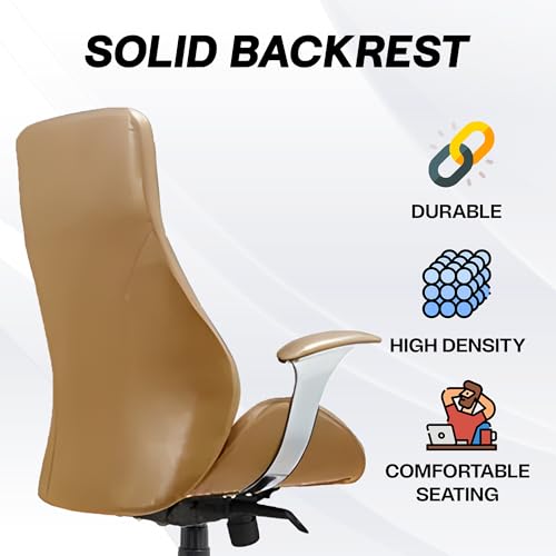 Image of MRC Atlantic Executive Leatherette Office King Size High Back Boss Maharaja Revolving Chair with Cushioned Lumbar Support,Multi Lock Mechanism & Chrome Base - Rust