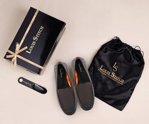 Image of LOUIS STITCH Men's Slip-On Loafers | Ultra Lightweight Slip-On Solid Formal Shoes for Men | Loafers with All-Day Comfort | LSFLPDMPU