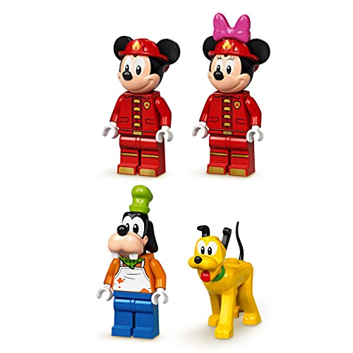 Image of LEGO 10776 Disney Mickey and Friends Fire Engine & Station Building Toy for Kids 4 Plus Years Old, with Minnie Mouse Firefighter