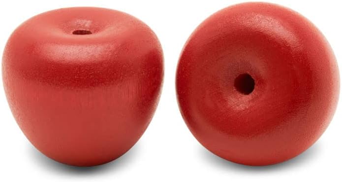 Woodpeckers Wood Apples for Crafts 1-3/8 inch (Crab), Pack of 5 Realistic Fruit, Vintage Red Apple Decorations for Kitchen Table