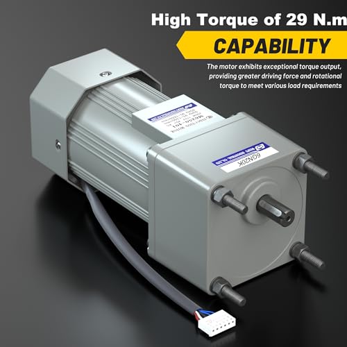 AC Gear Motor, 250W Single Phase Electric Motor, with Speed Controller, Gear Box, 110V Reversible Geared Motor, Variable Speed 0-68RPM, High Torque 29N.m, Reduction Ratio 1:20 - Thumbnail 2