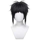 Shqncoh Anime Ryūnosuke Akutagawa Ryunosuke Akutagawa Wig Black and White Short Curly Party Hair Halloween Cosplay Props Accessory