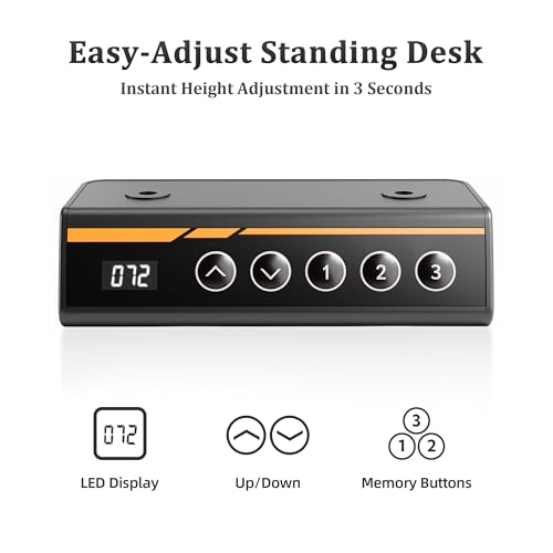 Image of Claiks Electric Standing Desk, Adjustable Height Stand up Desk, 55x24 Inches Sit Stand Home Office Desk with Splice Board, Black Frame /Rustic Brown Top