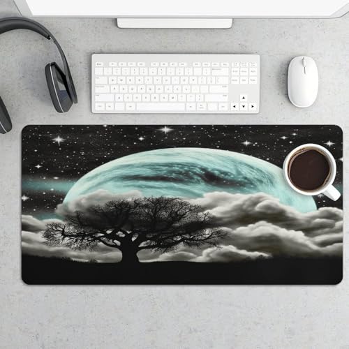 Starry Night Black Tree Art Desk Pad impermeable y antideslizante miniatura 5