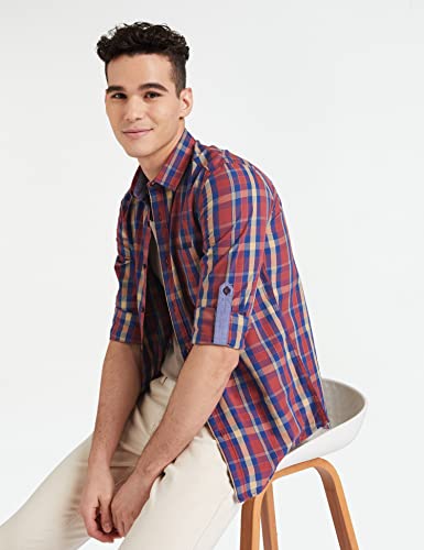 Image of Amazon Brand - Symbol Men's Cotton Checkered Regular Fit Casual Shirt