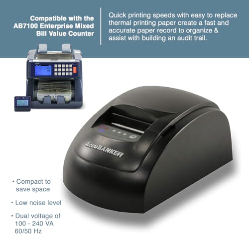 Image of AccuBANKER MP20-71 Thermal Printer for AB7100 Bill Counter - Prints Reports of Verified Bills, Quick and Easy to Use, Compact Design, Quick Printing Speed, Low Noise Level (AB7100 Compatibility)