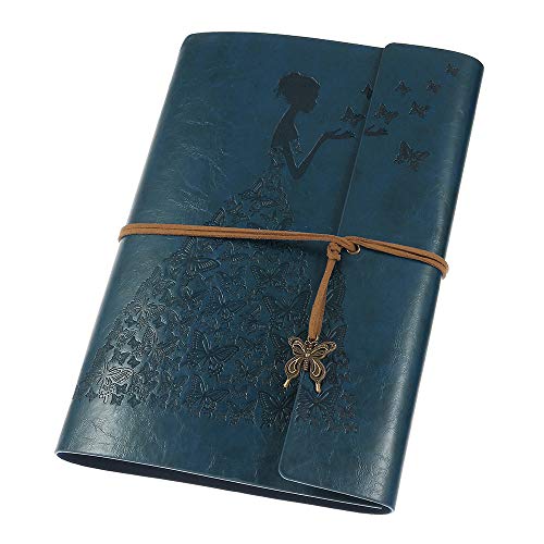 Leather Journal, Vintage Spiral Refillable Notebook Sketchbook Butterfly Journal to Write in