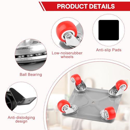 9-Teiliges Möbel Transportroller Set, Schwerlast Möbelheber mit Verlängerungsstange und 4 Möbelroller, 360 Grad Drehbar Rads, Tragfähigkeit von 600kg, für Sofas, Schränke und Kühlschränke Zu Bewegen