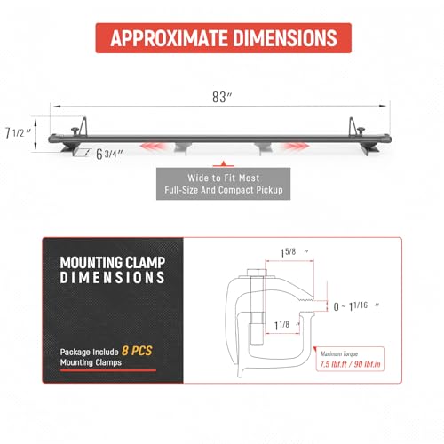 Image of Model APX2503 83 inch Full-Size Low Profile Heavy Duty Aluminum Truck Bed Rack for Trucks and Trailers with Open Rails (300lb On Road Capacity)