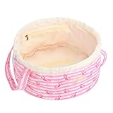 Large Barrel Drawstring Makeup Bag Travel Cosmetic Bag for Women - Portable Make Up Organizer Bag for Skin Care & Toiletries with Brush Holder & Pouch (Pink)