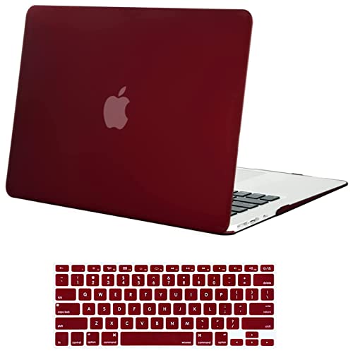 MOSISO Compatible with MacBook Air 13 inch Case Old Version 2010-2017 Release (Models: A1466 & A1369), Plastic Hard Shell Case & Keyboard Cover Skin, Marsala Red
