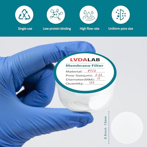 Image of PTFE Membrane Filter, Hydrophilic Membrane Disc Filters, 13 mm Diameter, 0.22m Pore Size,Pack of 100-Non Sterile