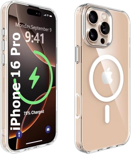 Image of REALCASE Polycarbonate Ultra-Hybrid Back Case Cover For iPhone 16 Pro Compatible With Magsafe|Camera Protection|Hard Crystal Clear Back|Shockproof Bumper Cover Case For iPhone 16 Pro(Transparent)