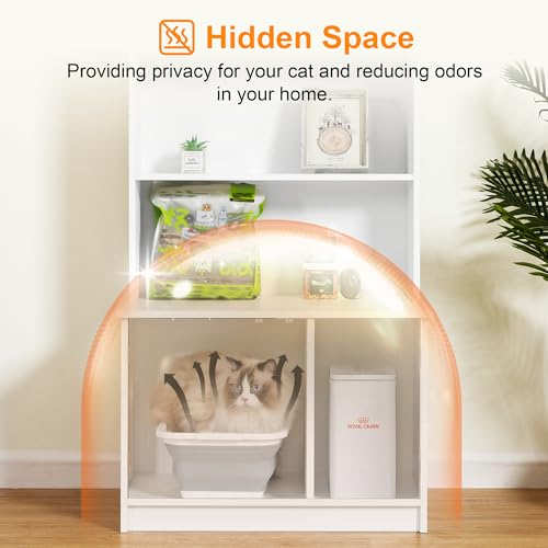 DMIDYLL Caixa de areia para gatos alta com prateleiras de armazenamento de 2 camadas, móveis grandes